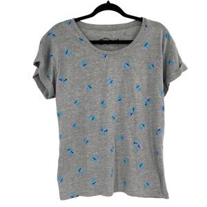 Disney LILO & Stitch All Over Print Gray Short Sleeve Tee Large Womens